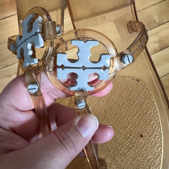 Tory Burch Transparent Sandals with Silver Logo - Picture 3 of 6